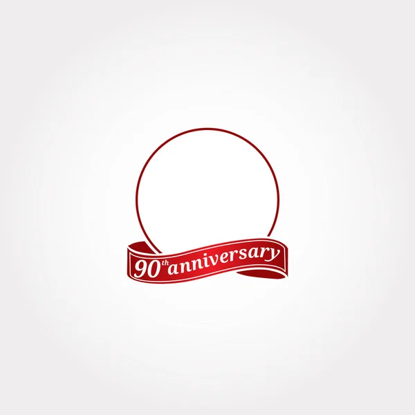 Modèle Logo 90e anniversaire avec un cercle et le nombre 90 en elle et étiqueté l'année anniversaire. Quatre-vingt-dixième anniversaire . — Image vectorielle