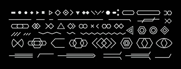 Neo Memphis noir et blanc design géométrique éléments de fond composition ensemble juxtaposé formes et lignes, zig zags, gribouillis pour flyer, dépliant, bannière et affiche — Image vectorielle
