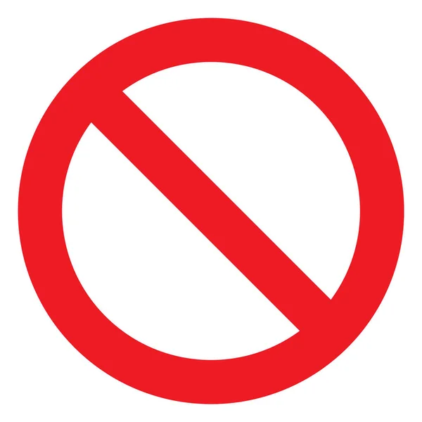 Nenhum sinal, ícone vetor de proibição, símbolo de parada, círculo vermelho com linha oblíqua marca isolada —  Vetores de Stock