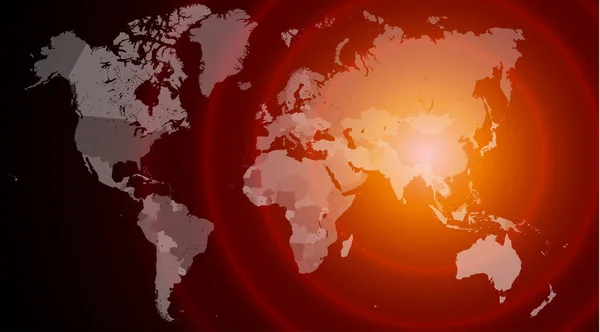 Focos de Coronavirus en el mapa mundial, virus COVID-19 2019-nCoV propagándose por todo el planeta, banner para noticias de última hora sobre el virus corona, antecedentes de noticias médicas e imagen gráfica de estadísticas — Vector de stock