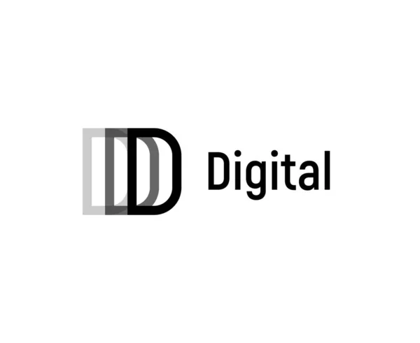 Abstract digital letter D. Disapearing linear logo template, camadas de emblema plano. Conceito de design de logotipo para o negócio e ele. Logotipo do vector . —  Vetores de Stock