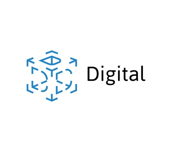 Icono de cubo 3D, guiones 3d letra D. Plantilla de logotipo de tecnología digital. Diseño de logotipos conceptuales para empresas, tecnología digital, arquitectura y servicios de construcción. Logotipo del vector . — Vector de stock