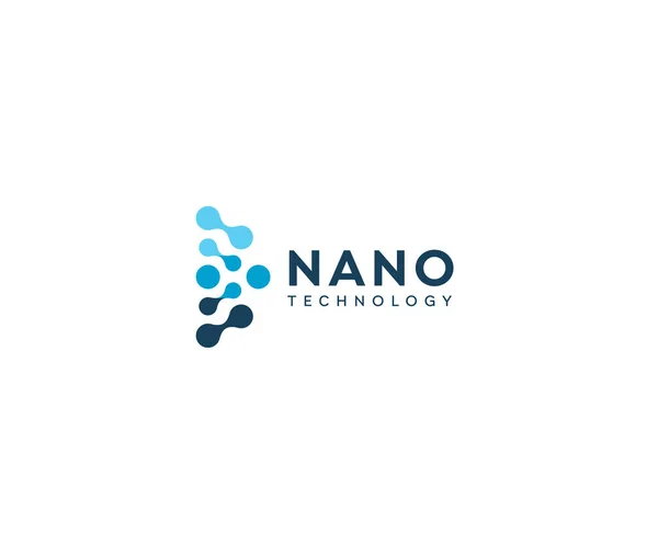 Абстрактная наноиконка, синие круги в полукруге. Точечный шаблон логотипа, плоская абстрактная эмблема. Разработка логотипа для нанотехнологических инноваций и разработок. Логотип . — стоковый вектор
