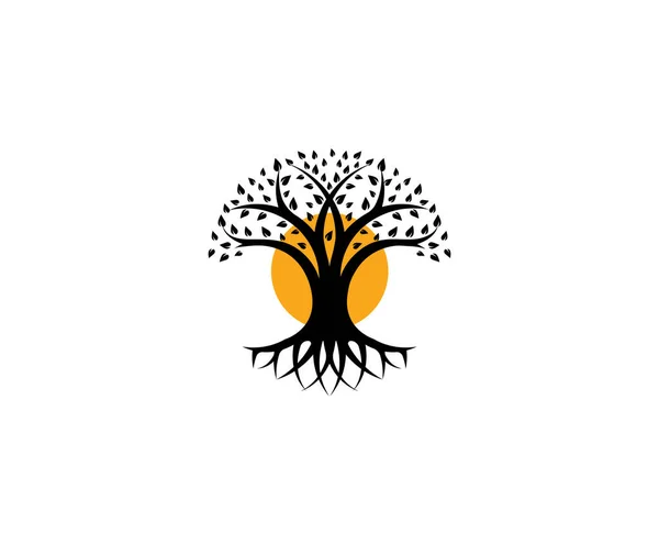 Черное дерево изолированный векторный логотип. Органический косметический символ. Круглый знак здоровья — стоковый вектор
