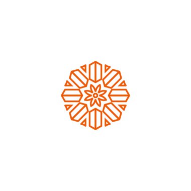 Çiçek vektör doğrusal logosu. Turuncu çizgi sanat simgesi. Özet bahçe sembolü.