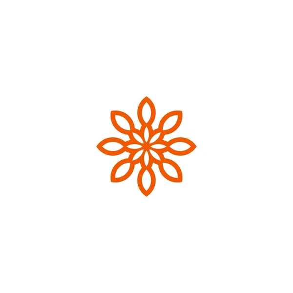 Logo lineal vector flor. Icono de sol arte de línea naranja. Esquema de jardín símbolo abstracto . — Vector de stock