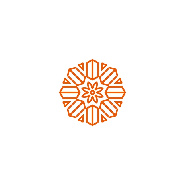 Logo lineal vector flor. Icono de sol arte de línea naranja. Esquema de jardín símbolo abstracto . — Vector de stock