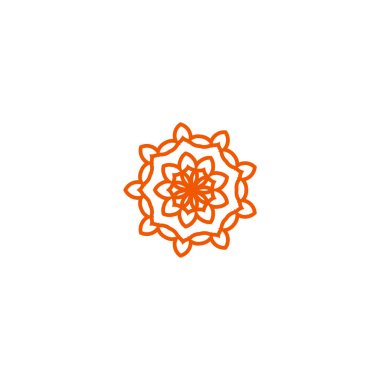 Çiçek vektör doğrusal logosu. Turuncu çizgi sanat simgesi. Özet bahçe sembolü.