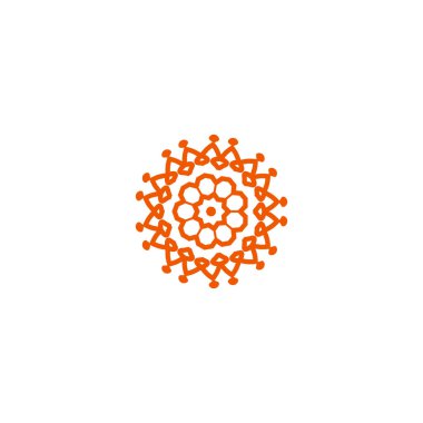 Çiçek vektör doğrusal logosu. Turuncu çizgi sanat simgesi. Özet bahçe sembolü.