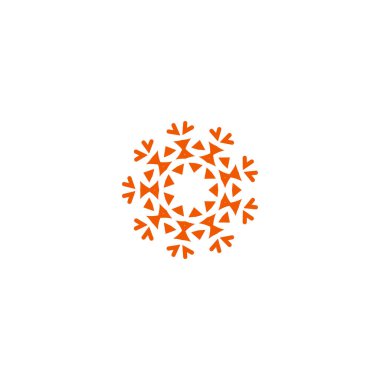 Çiçek vektör doğrusal logosu. Turuncu çizgi sanat simgesi. Özet bahçe sembolü.