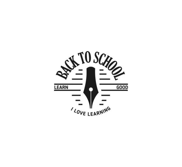 School logo vector. Monochrome vintage style design educational learning sign. Back to school, university, college retro stamp. Black and white education emblem on white background. — Stock Vector