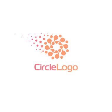 Teknolojinin logo tasarım şablonu, kuyruklu dairelerden logoti. Soyut dairesel şekil.