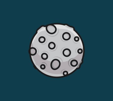 Siyah hatlı çizgi ay simgesi koyu arkaplan üzerinde izole edilmiş vektör