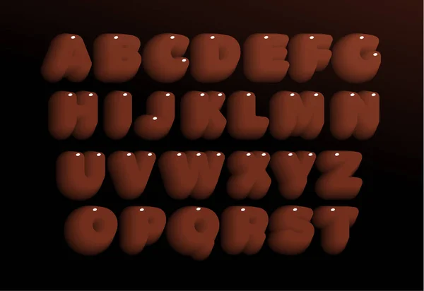 Ensemble de lettres en chocolat 3D. Alphabet brun style gras lourd. Sweet candy Polices pour les événements, promotions, logos, bannière, monogramme et affiche. Conception de typographie vectorielle . — Image vectorielle