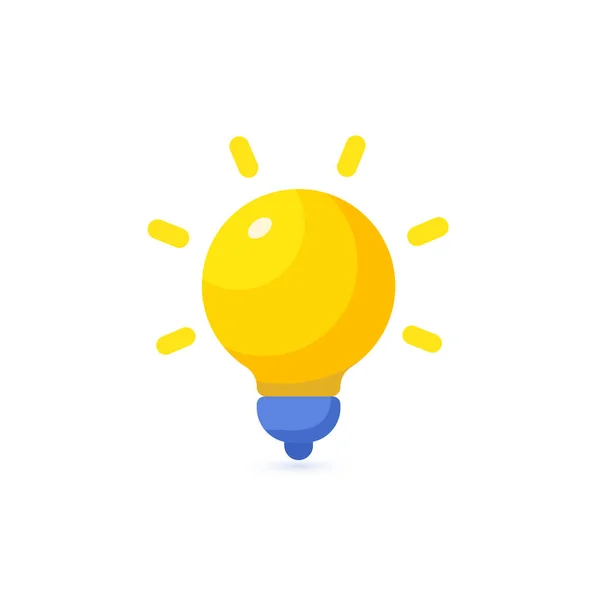 Világossárga lámpa ikon, energia villanykörte logó, kreatív ötlet szimbólum, innovatív megoldás infografika, villany lapos vektor ikon — Stock Vector