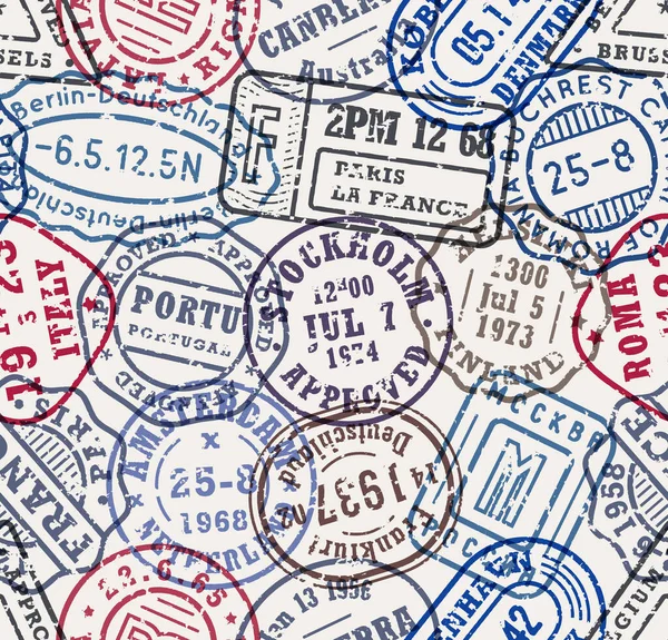 Briefmarken nahtlose Muster-Vektor-Hintergrundvorlage — Stockvektor