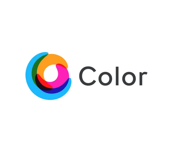 Vridbar flerfärgad cirkel vektor ikon, abstrakt hjul på en vit bakgrund, färgade runda logotyp mall, universella färgglada tecken, ovanlig bokstav O med overlay effekt — Stock vektor
