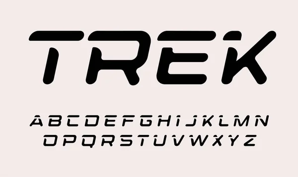 Velo Trek Buchstaben Set. Dynamisch kursiv modernes Alphabet. Schrift für Sportereignisse und Promotionen, Fitness-Logos, Banner und Posterschlagzeilen, Sportler-Monogramm. Vektortypografie-Design. — Stockvektor