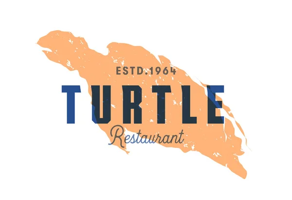 Fish silhouettede sign, sea turtle vector emblem, seafood restaurant label, food market menu badge — Stock Vector