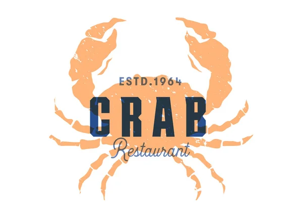 Fish silhouettede sign, crab vector emblem, seafood restaurant label, food market menu badge — Stock Vector