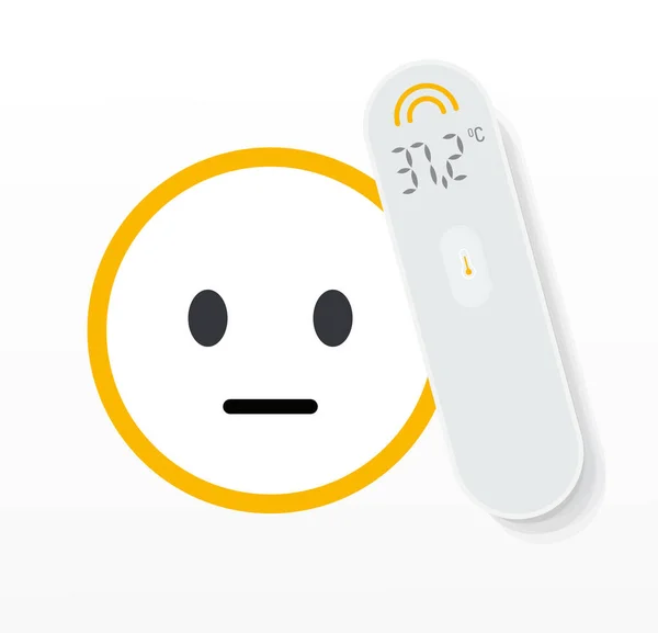 Icône de contrôle de température. Illustration du thermomètre numérique sans contact. Outil médical, icône vectorielle de la trousse de premiers soins covid-19. Logo du symbole médical. Coronavirus, fièvre maladie examen hôpital logotype . — Image vectorielle