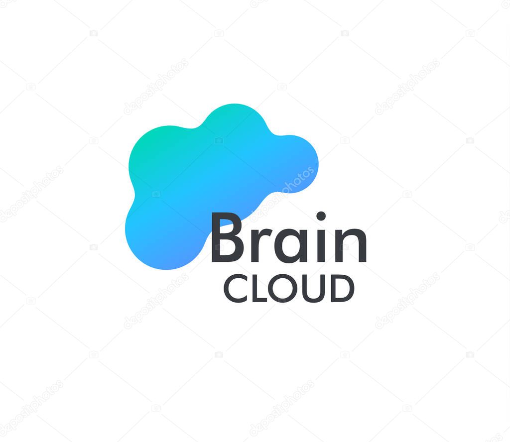 Online brain cloud storage vector illustration. Files and photos backup service icon. Web data storing and sharing symbol