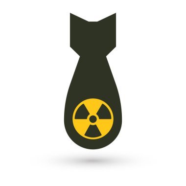 Atom bombası, izole vektör ikonu. Kitle imha silahları, siyah basit siluet. Küresel savaş soyut sembolü.