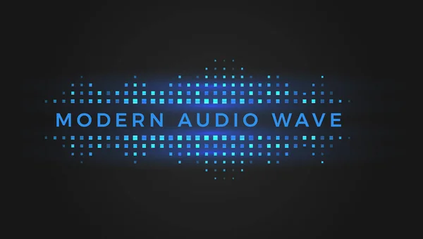 Modern geometrisk ljudvåg, blå och turkosa rutor, digital equalizer, vektor illustration på svart bakgrund. — Stock vektor