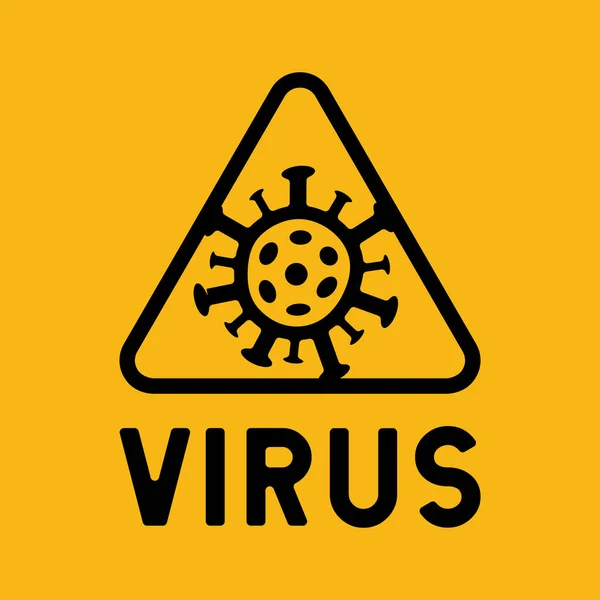 Virus attentie teken, vector driehoek pictogram op gele achtergrond — Stockvector