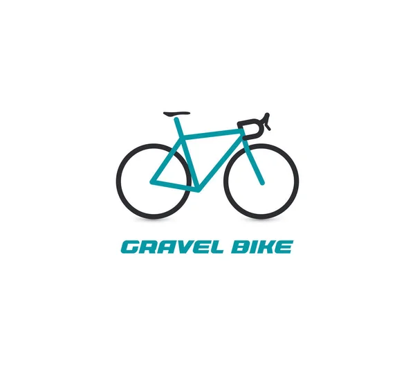 Professional gravel bike ride logotype. Turquoise bicycle logo on white background. Active recreation, cycling tourism element icon. Green, eco transport vector illustration. — Stock Vector