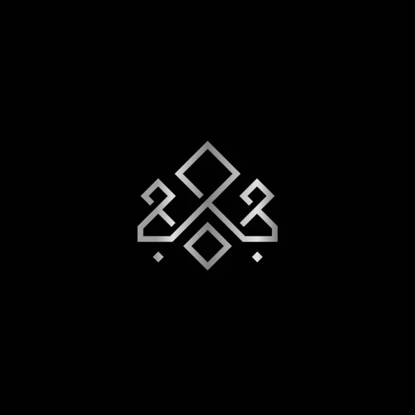 Stilisiertes Logo mit silberner Krone auf schwarzem Hintergrund. Abstrakter luxuriöser königlicher Schmuck. König und Königin elegante Dekoration Vektor Illustration — Stockvektor