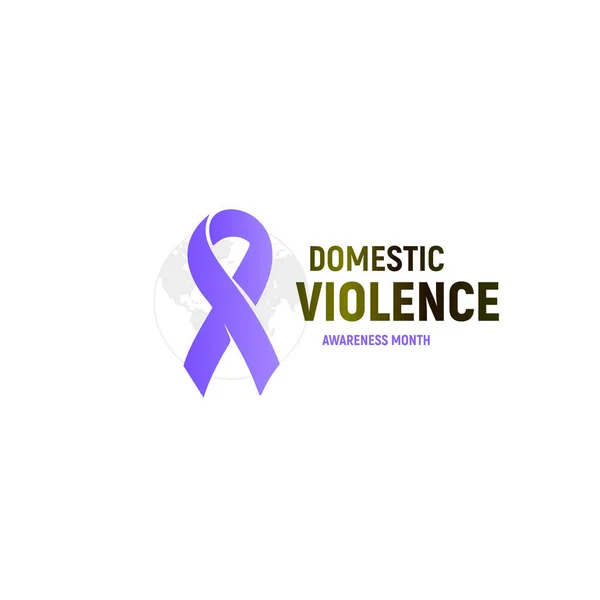 Abused victims support logo. Domestic violence logotype. Purple ribbon against home abuse and bulling vector illustration. Isolated anti aggression icon. — Stock Vector