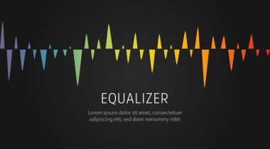 Ses eşitleyici desen, müzik dijital dalgası, ses melodisi grafik dalga çizgisi, ses dalgası tayfı, renkli görsel sinyal, izole vektör çizimi,