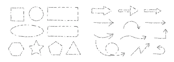 Formes géométriques, dessin à la main style graphique, conception de contour de ligne, ensemble d'icônes vectorielles . — Image vectorielle