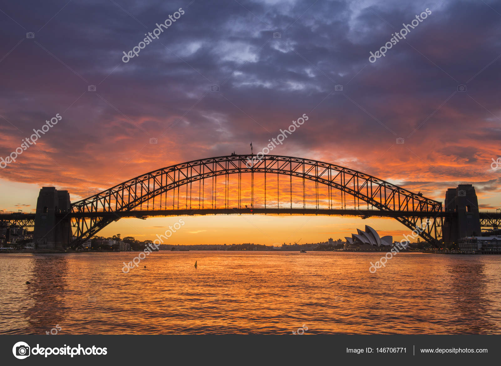 Sunrise from Sydney Harbor bridge. Stock Editorial Photo