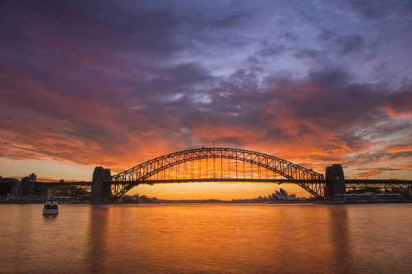 Sunrise from Sydney Harbor bridge.