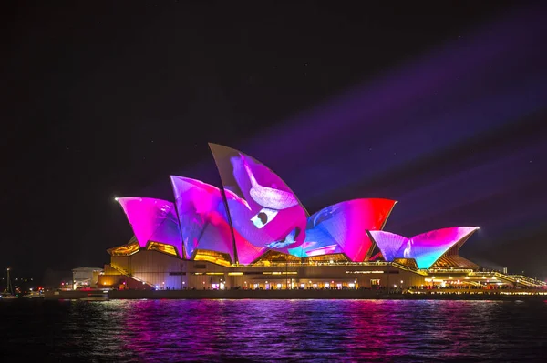 Sydney Opera House luce illuminata durante Vivid Sydney 2017 — Foto Stock