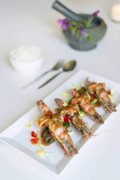 King prawn med tamarindsås — Stockfoto