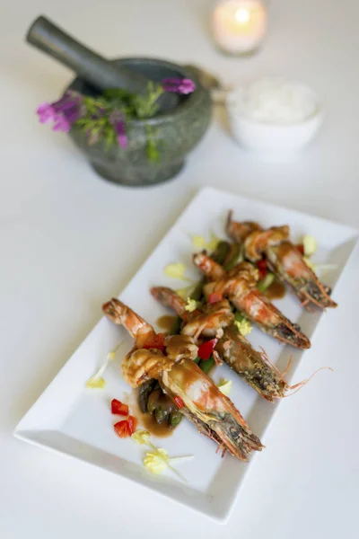 King prawn med tamarindsås — Stockfoto