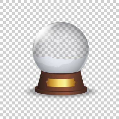 Snow glass globe with bubbles on christmas. Magic crystal ball, dome on transparent background. Realistic empty snowball with snowflake. souvenir round sphere on winter holiday. Isolated vector
