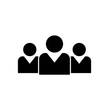 Ekip elemanları siluet simgesini temsil ediyor. Bir grup insan siyah ikon. Toplumsal iş kavramı. Sosyal birlik ya da çeşitlilik sembolü. Basit bir ekip logosu. Kulüp birliği üyeleri. vektör arkaplanı