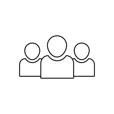 Takım insanları vektör çizgisi simgesi. Bir grup insan ikonu özetliyor. Toplumsal iş kavramı. Sosyal birlik ya da çeşitlilik sembolü. Basit bir ekip logosu. Kulüp birliği üyeleri. vektör arkaplanı