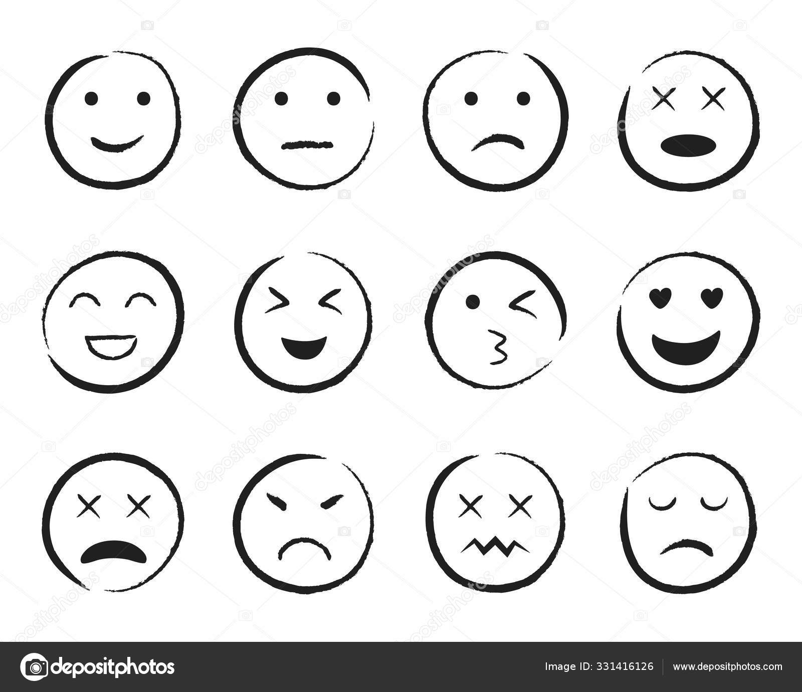 Scared expression face emoji line icon, Stock vector