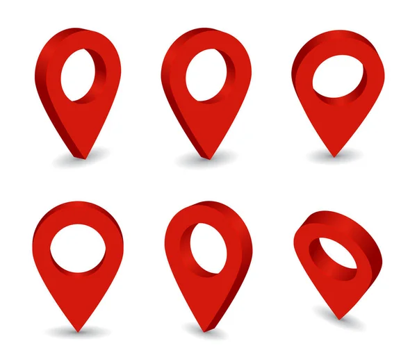 3d locator pin icon. Set of isometric pointer for map. Destination pin for navigation in travel. Collection of position marker of place in map. Arrow symbol on isolated background. vector — Stock vektor