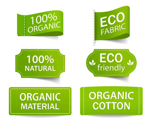 Etiqueta Verde Para Producto Ecológico Ecológico Etiqueta Natural Para Tela — Vector de stock