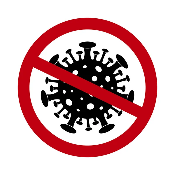 Stop Coronavirus Icon Sign Forbidden Virus Black Viral Microbe Red — Stock Vector