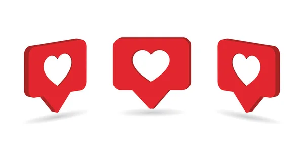 Social Media Heart Icon Isometric Comment Blog Flat Heart Shape — Stock Vector