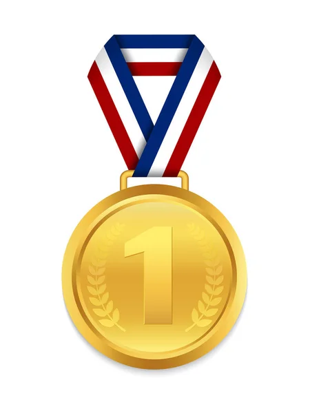 Médaille Avec 1Ère Place Pour Vainqueur Médaille Honneur Avec Ruban — Image vectorielle