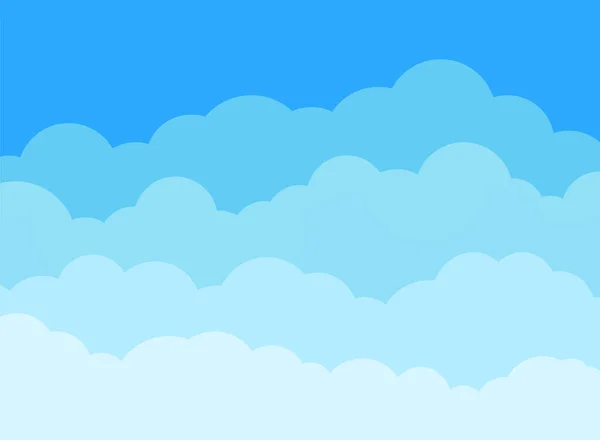 Fond Nuage Ciel Dans Style Plat Panorama Nuageux Bleu Dessin — Image vectorielle