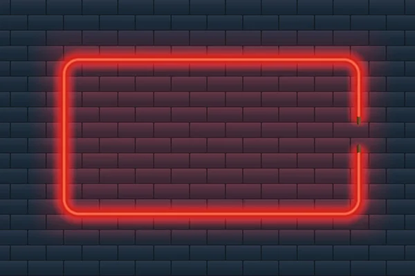 透明な背景にネオンの正方形のフレーム 光の電気効果を持つベクトル赤の四角形の境界 壁に照明の看板 パーティー カフェのためのデジタル輝き発光ランプ デジタル要素 — ストックベクタ